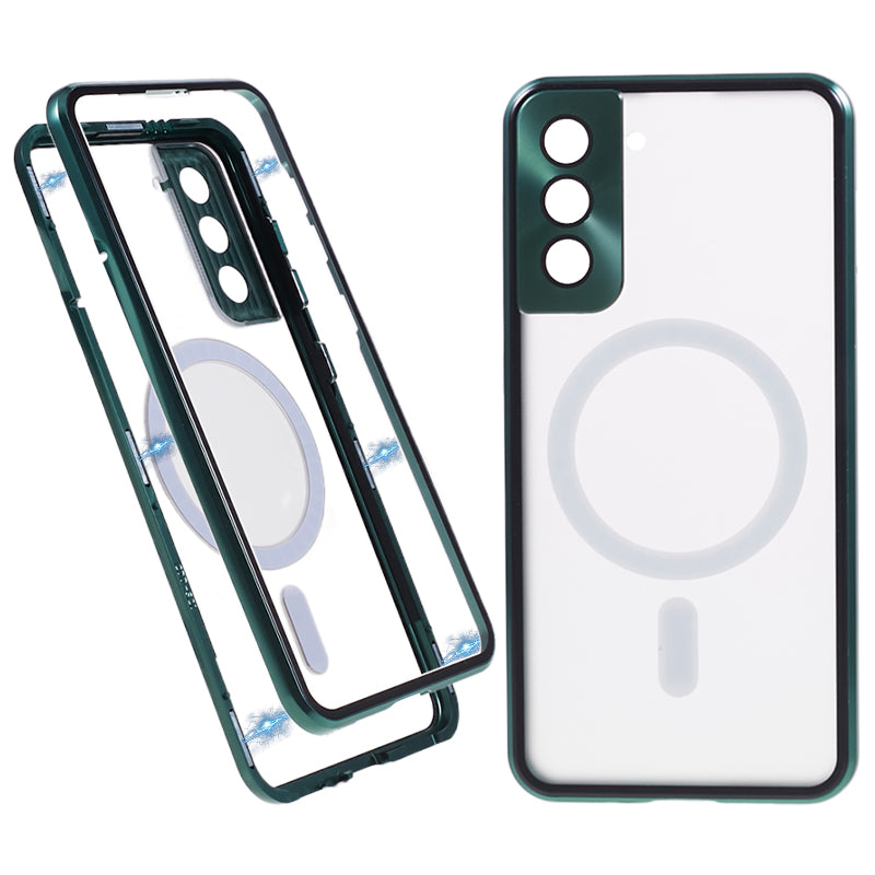 For Samsung Galaxy S22 5G Magnetic Metal Frame Phone Case Tempered Glass Back Frosted PC Double-sided Protection Cover For Samsung Galaxy S22 5G Magnetic Metal Frame Phone Case Tempered Glass Back Frosted PC Double-sided Protection Cover